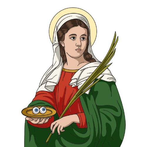 Santa Luzia segurando uma palma e um prato com olhos